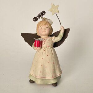 Angel Ornament Christmas Pageant Girl Gift Star Wand Halo Wings Holiday Ceramic